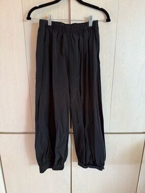 bryn Walker Black Elastic-Waist Wide Leg Track Pants